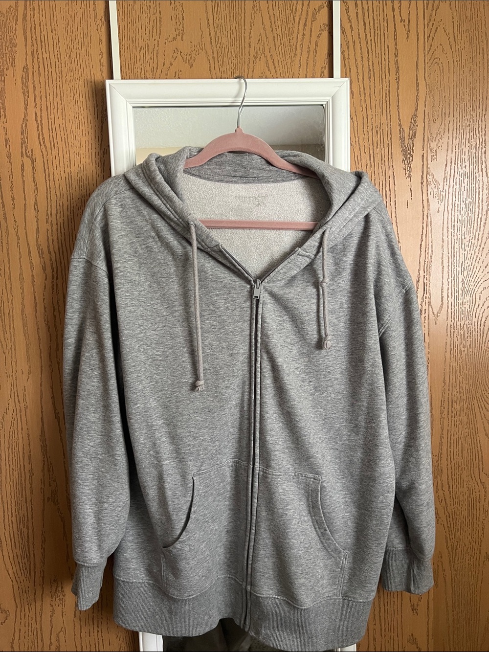 Terra & Sky Heather Gray Hoodie with Mauve Trim